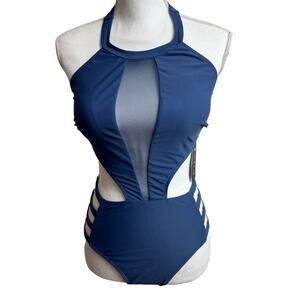 Tempt Me Blue One Piece Open Swimsuit Size Small Brand New
